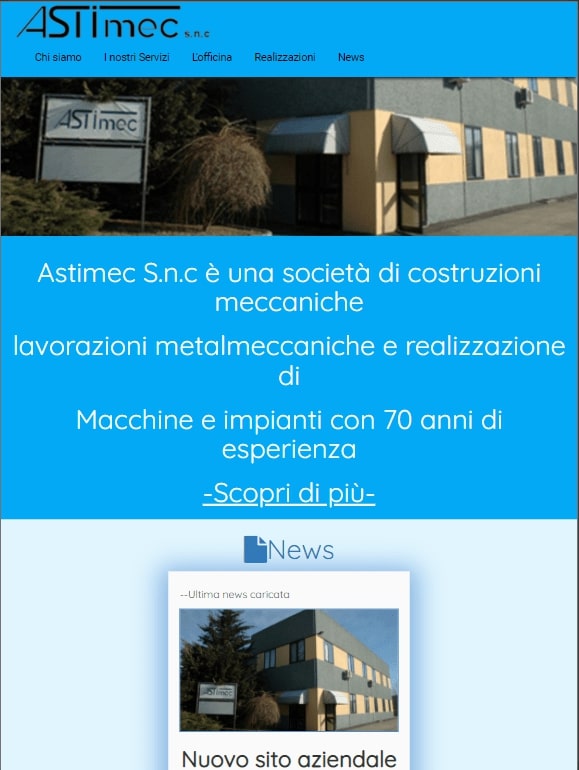 ScreenShot del sito web dell'azienda Astigiana Astimec S.N.C realizzato da ABCLABS visto da Ipad