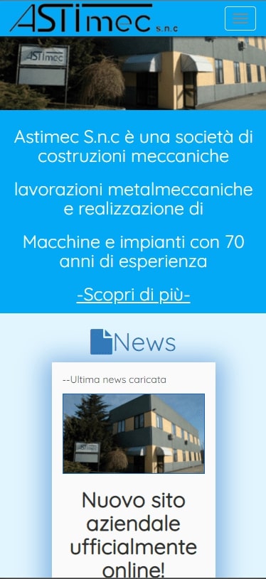 ScreenShot del sito web dell'azienda Astigiana Astimec S.N.C realizzato da ABCLABS visto da un cellulare