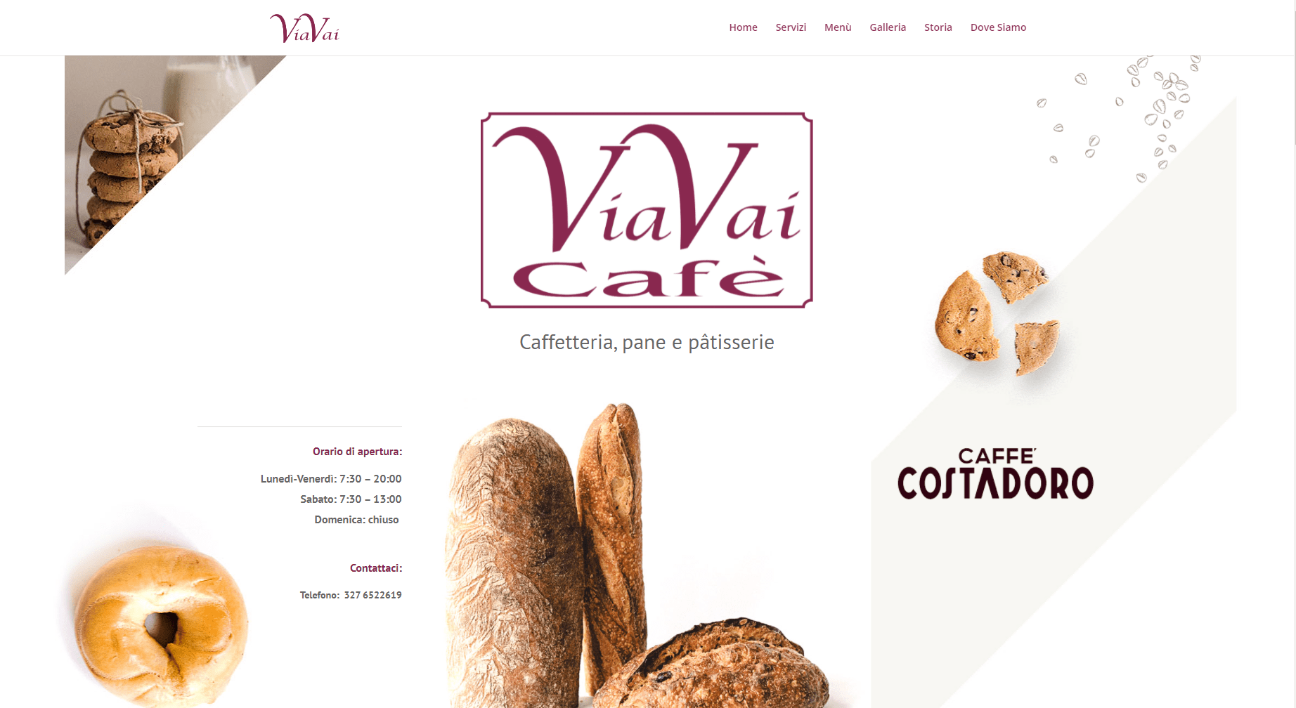 ScreenShot del sito web dell'bar Astigiano ViaVaiCafe visto da computer